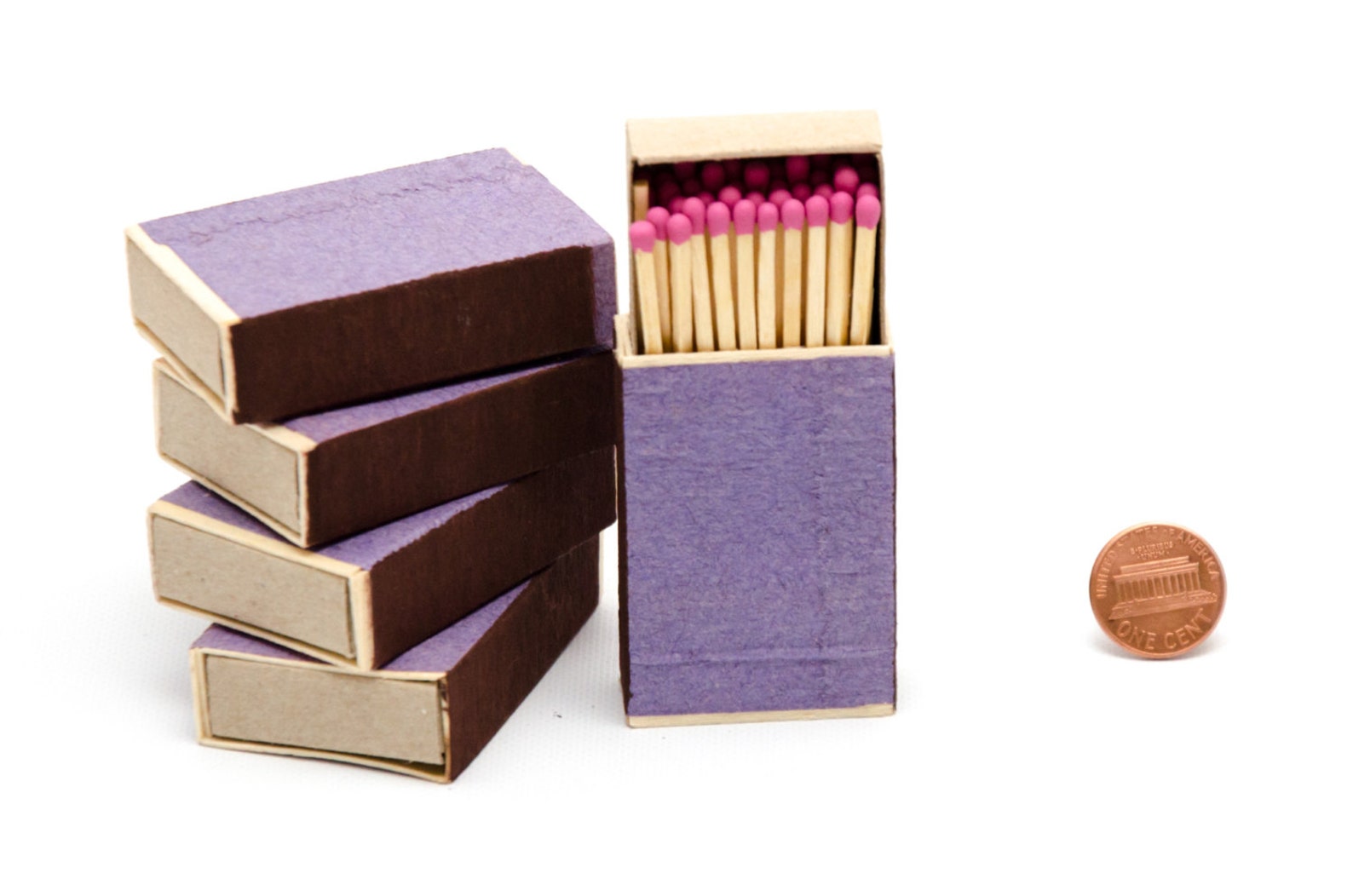 Five Matchboxes Wooden Matches With Pink Heads Inside Etsy