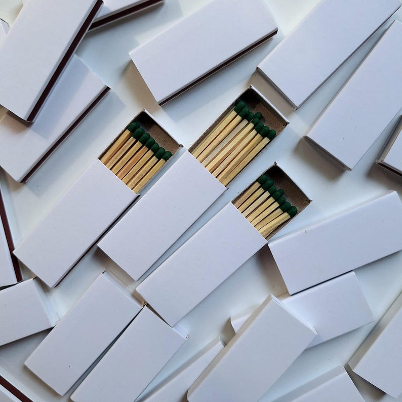 Plain White Matchboxes With Emerald Green Heads (2.2