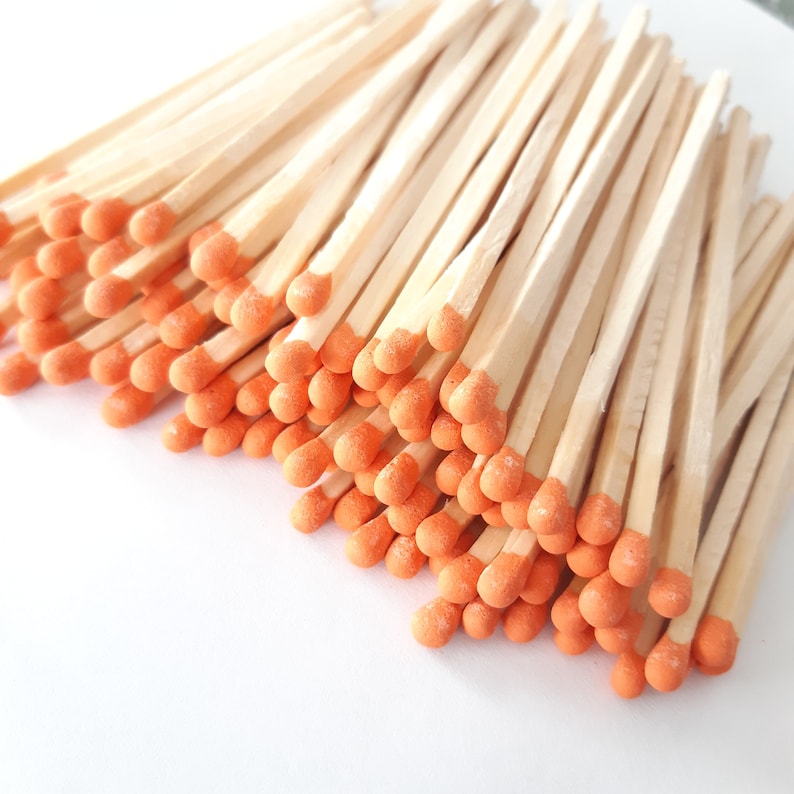 3.4 long Orange tip long wooden matches for home decor Etsy