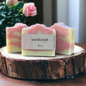 Rose Soap | Handmade Soap made with 7 different oils and butters | Palm Free | Vegan | All Natural Soap | EarthCraft