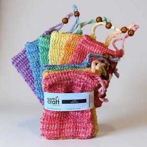 Rainbow Hemp Soap Saver Bags: Hand-Dyed Sisal Set of 6