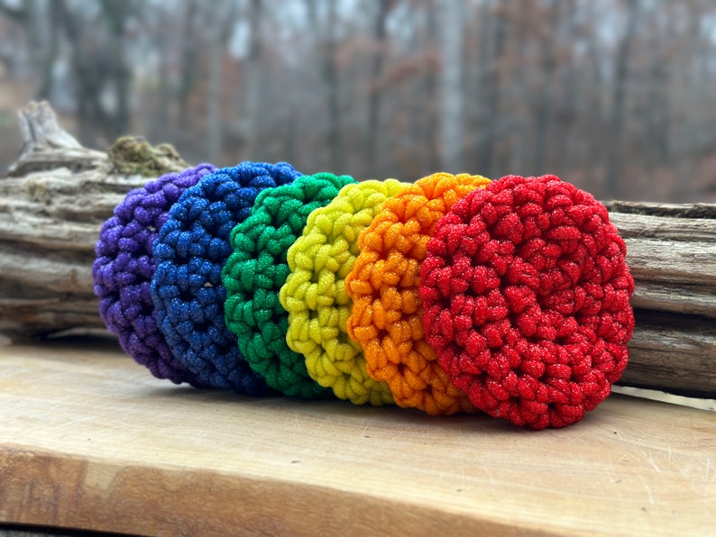 Dish Scrubbies Rainbow Set of 6 Scrubbies Pot/pan Scrubbies Nylon Dish