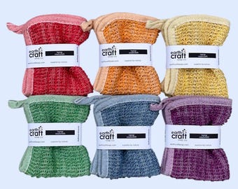Rainbow Hemp Washcloth Set: Hand-Dyed Exfoliating Cloths, Eco-Friendly