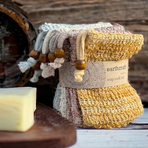 Sisal Soap Sack Earthtone Set of 6