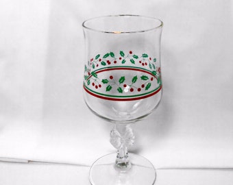 Set of Libbey Holly Berry Water Wine Goblets