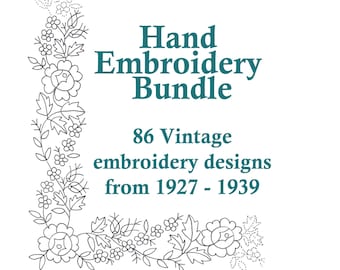Diseños de bordado vintage de los años 20: cestas, esquinas, utensilios de cocina y guirnaldas para coser a mano