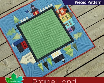 Patrón FPP de Prairie Land: bloques de ciudades, árboles, granjas, escuelas y árboles con piezas de papel de base
