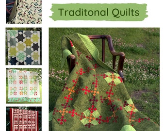 TRADITIONAL QUILTS pattern bundle - top selling, traditionally pieced quilts, patchwork patterns, digital downloads, 5 quilts