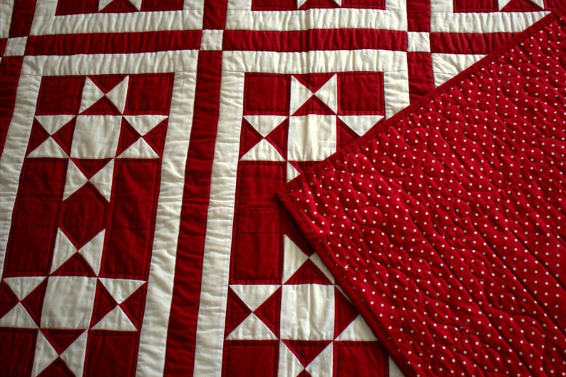 Twin Sisters quilt pattern printed paper pattern sent in the mail modern twist on a traditional two color Ohio star quilt image 4