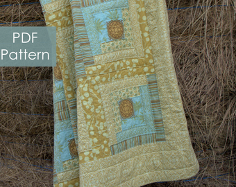 Uncle Henry's Log Cabin quilt - PDF instant download and a modern twist on a traditional quilt pattern - summer cottage quilt