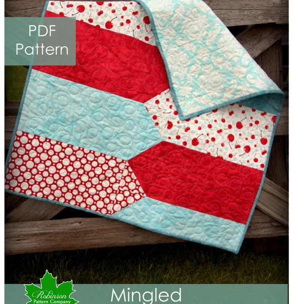 Mingled Baby Quilt Pattern - PDF instant download pattern - Fresh and modern baby quilt and our original design which is quick and easy
