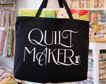 Bolsa de tela para quilts QUILT MAKER, perfecta para ir de compras a tiendas de quilts y para retiros de quilting.