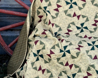 Oklahoma Twister quilt pattern - PDF instant download pattern of a traditional patchwork quilt pattern of triangles