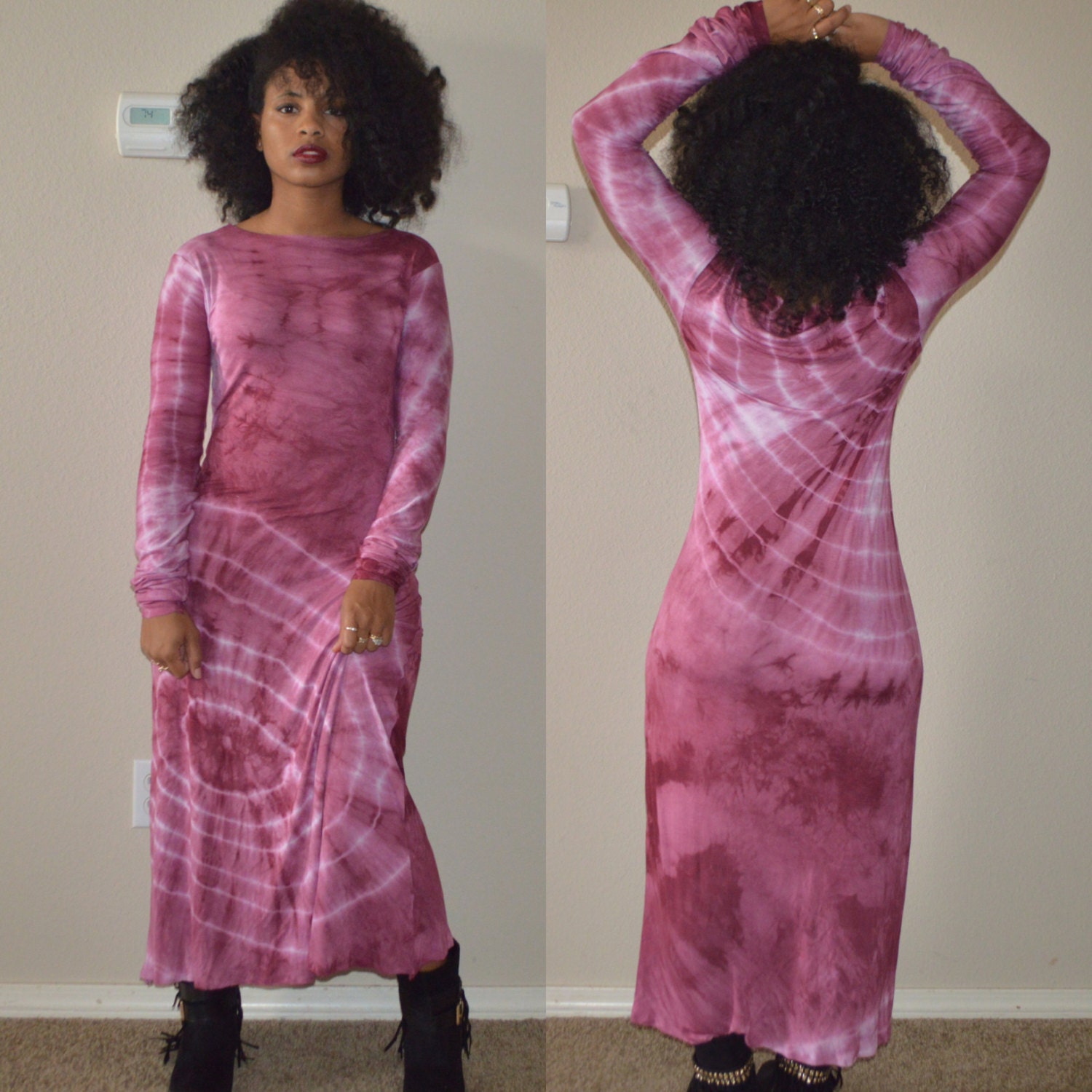 burgundy tie dye dress Maroon Midi Tie-dye Retail Price:265.00 This dress has a Color:02 Black Crafted from 100% cotton
