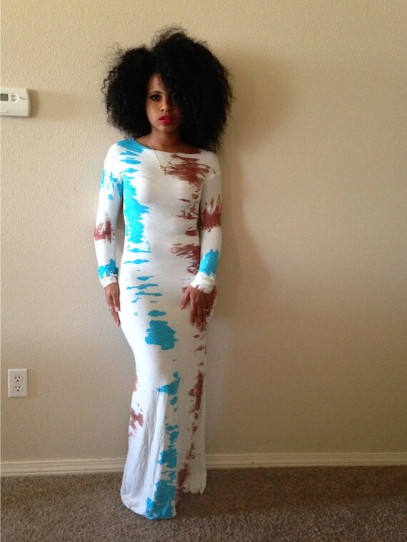 long sleeve tie dye maxi dress
