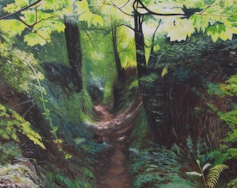 Giclée Print | Path to Mottistone | Contemporary Landscape Painting | Wall Art | Impressionism | Green | Lush | Summer | Woodland | Path |