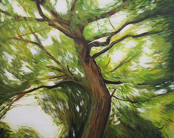 Giclee Print | Woodland Tree | Painting | Landscape | Woodland | Nature | Green | Bright | Light