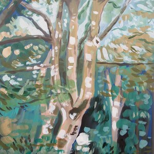 Giclee Print - Tree Sudy - Painting/ Landscape /Semi-Abstract/Nature /Green/ Bright/ Light/Colourful/Impressionist/Painterly/Art Print Gift/