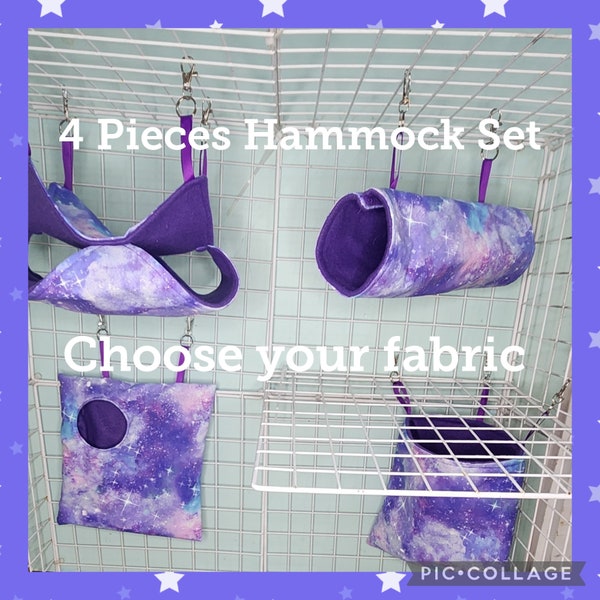 Rat 4 Piece Hammock Set - Rat Hammocks- Sugar Glider Honeycomb Set - Rat Cage Accessories - Rat hammock set