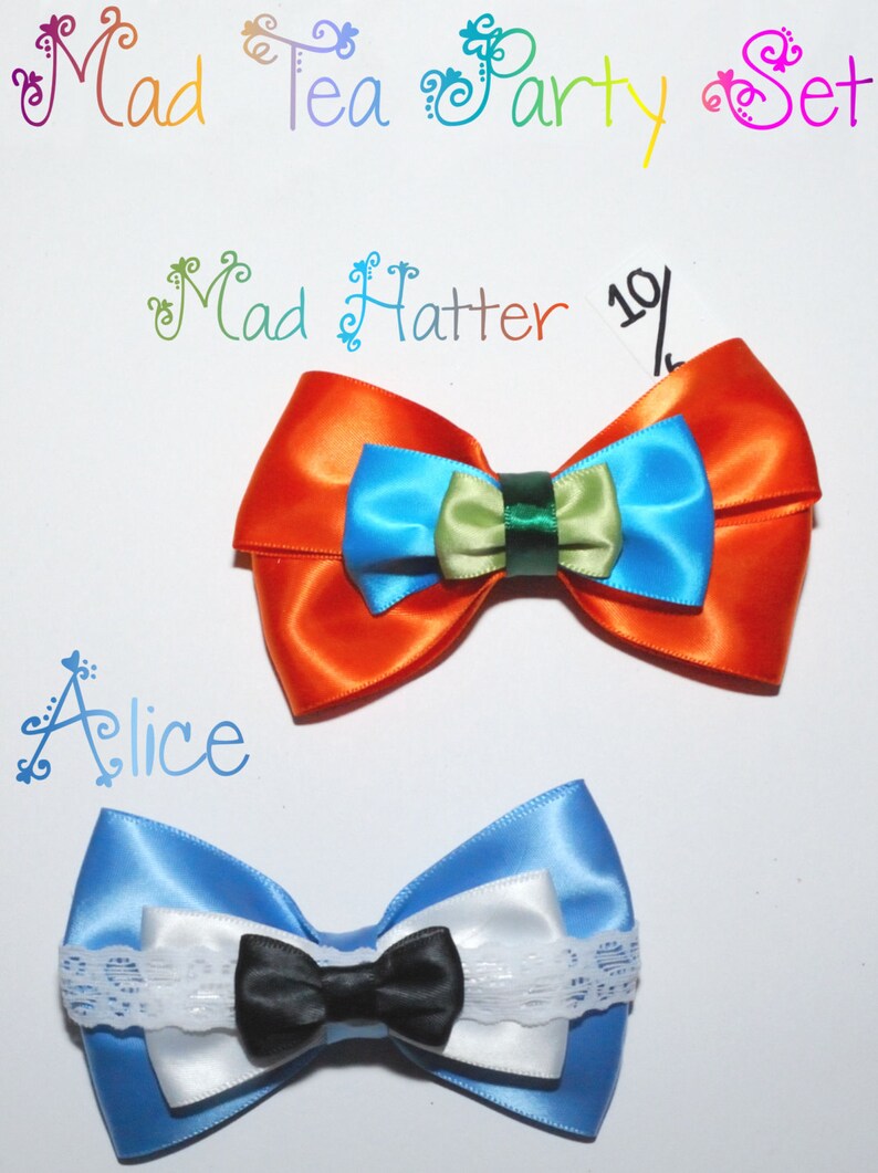 Mad Tea Party Hair Bow Set Etsy