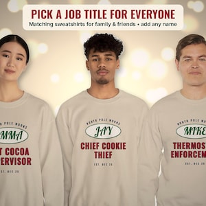 Christmas Job Title Sweatshirt, Personalized Name Patch Crewneck for Office Party or Family