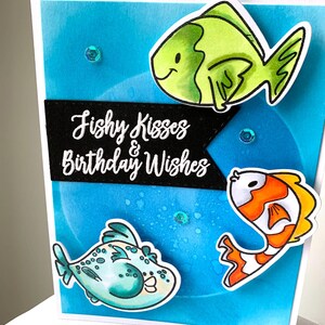 Kinderfisch-Karte Geburtstag, bunte handgemachte Karte, Fisch-Karte, Ozean-Karte, Tauch-Karte, Wasser-Karte, Geburtstags-Fisch-Karte