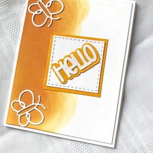 Carte de vœux, bonjour, toutes les occasions, carte pensée à vous, carte papillon, carte jaune