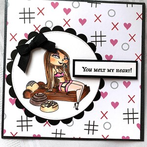 Skurrile Karte, Pin-up-Girl Karte, Chocolate Bar Karte, Sexy Karte, liebe dich Karte