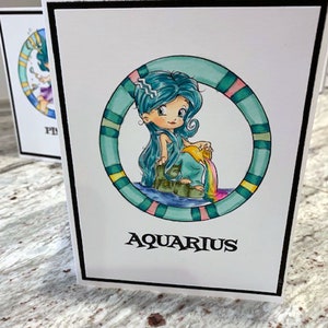 Cartes du zodiaque, carte Verseau, carte d'anniversaire, cartes signe astrologique
