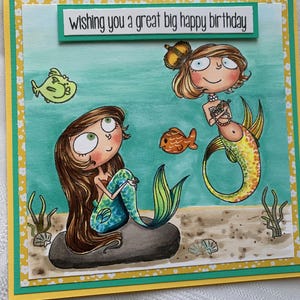 Anniversaire de sirène, carte de sirène de joyeux anniversaire, carte de l'océan, carte de l'eau