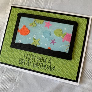 Tarjeta de cumpleaños, tarjeta de pez, tarjeta de acuario, tarjeta de mar, tarjeta de océano