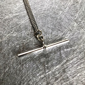T bar necklace in sterling silver