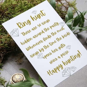 DIGITAL DOWNLOAD - 50 Ring hunt bridal shower party game printable sign
