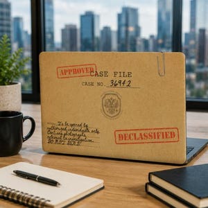 Declassified Case File MacBook Skin | Vintage Folder Laptop Cover