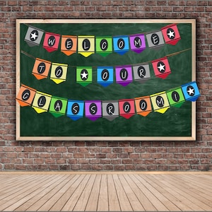 DIGITAL DOWNLOAD: &quot;Welcome To Our Classroom!&quot; Crayon banner, School sign, Kids, Classroom, Teacher photo prop, Printable