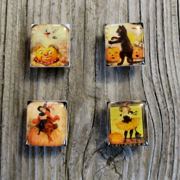 Halloween black cat Scrabble magnets gift ideas under 10 pumpkin repurposed witch pumpkin