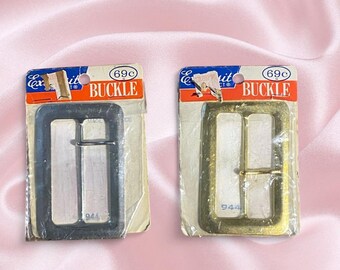 Vintage 1960s Sewing Notions | Retro Belt Buckles Set of 2 | Mid-Century Fashion DIY Vintage Sewing Supplies