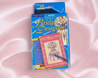 Vintage 1990s Bridal Fashion Design Drawing Set | 90s Wedding Gift | Bridal Keepsake | Gift for The Bride Victorian Wedding Dress Design