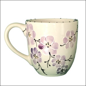 Large Mug-Cherry Blossom Purple Hand Painted - 24oz Coffee Mug - Coffee Cup - Tea Cup - Ceramic Mug -Flower Mug - 3 Cup -Gift - Floral