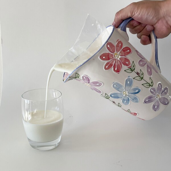 Blue Ceramic Pitcher Etsy