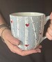Handmade oversized mug, painted with birch and cardinal design, Winter themed gift idea, gift for women, Christmas gift, holiday themed mug 