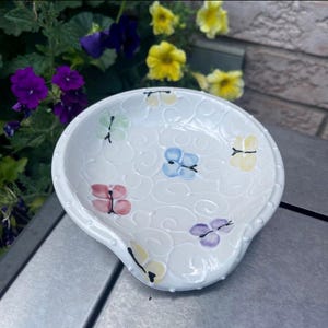 Hand-Painted Ceramic Butterfly Spoon Rest: Whimsical Kitchen Decor