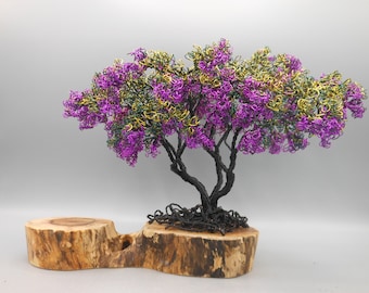 Wire Tree,Wire Tree Sculpture,Wire Art,Tree,Copper Tree,Bonsai Tree,Trees,Memorial Tree,Photo Tree,Wisteria Tree,Purple Tree,Flowers,Wire,