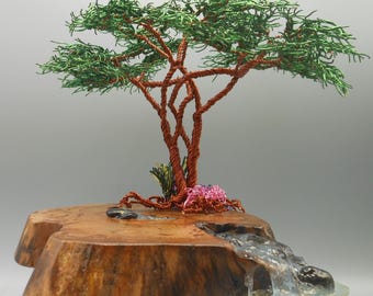 Wire Tree, Wire Tree Sculpture, Evergreen Tree, Pine Tree, Bonsai Tree, Memorial Tree, Photo Tree, Bonsai, Nature Scene, Resin Water,