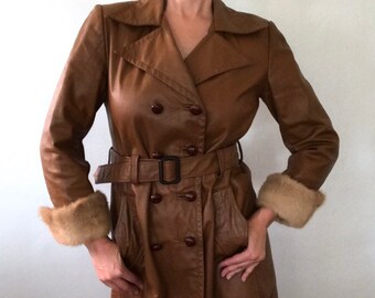 Leather trench coat