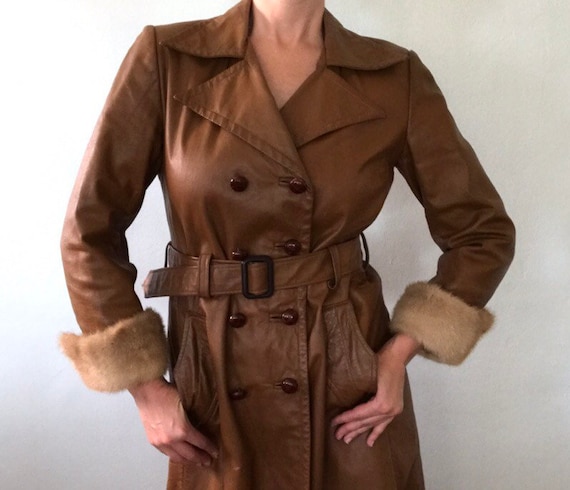 Leather trench coat