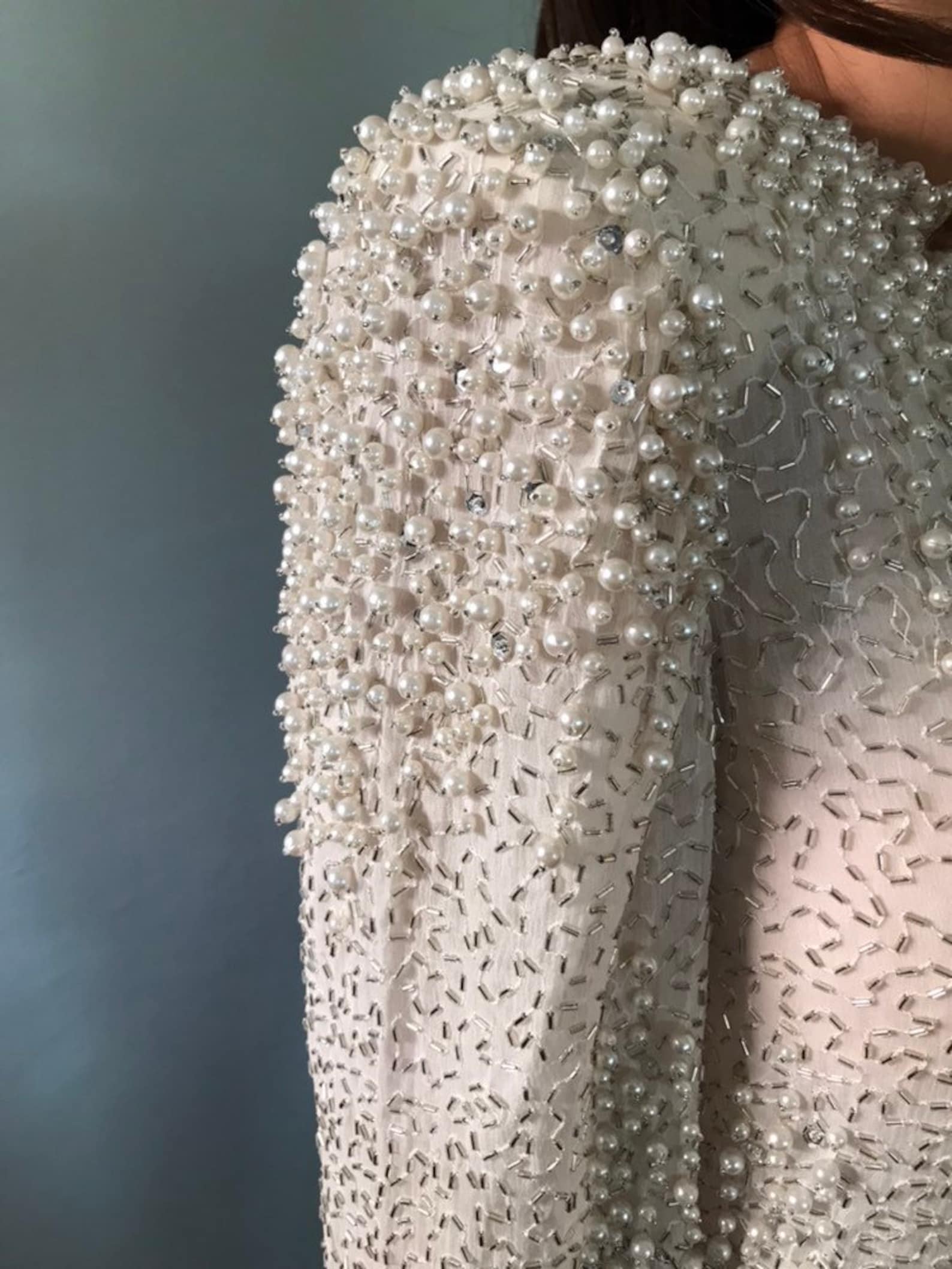 Pearl beaded blouse | Etsy