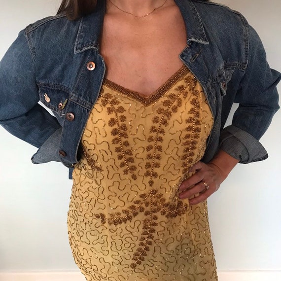 Yellow beaded dress