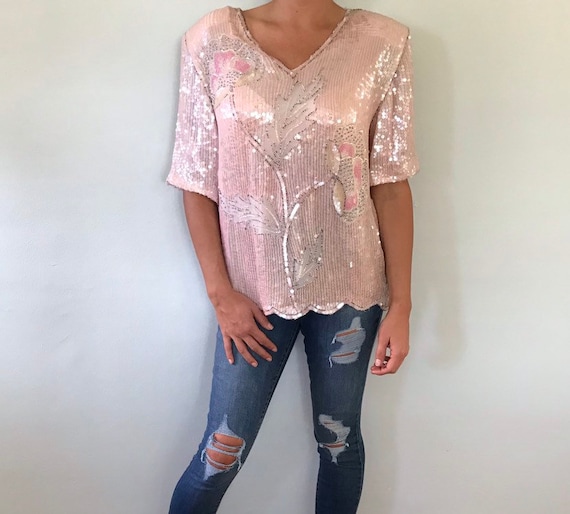 Blush sequined top