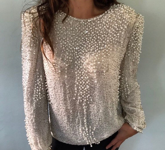 Pearl beaded blouse